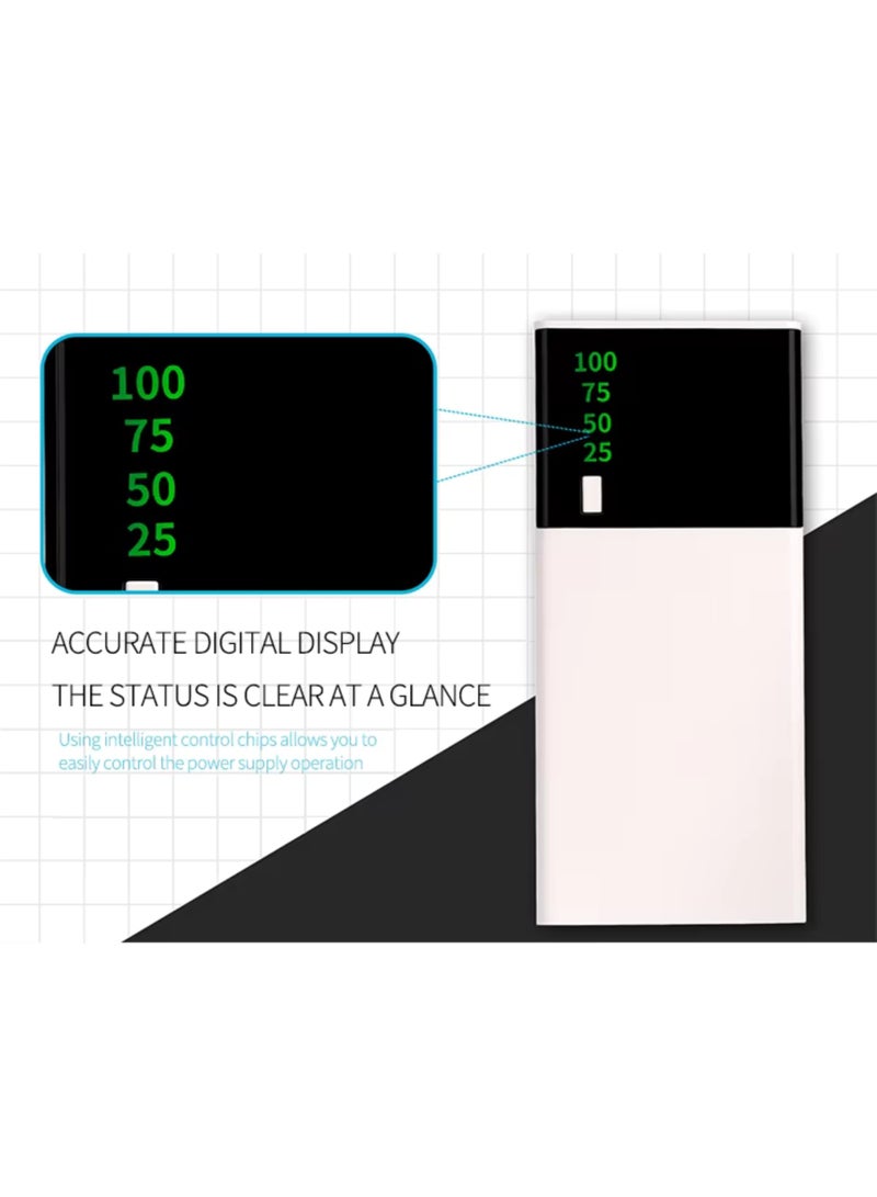 بنك طاقة T45 بسعة 40000 مللي أمبير - منفذي USB، شاشة LED ومصباح يدوي، شحن سريع 2.1 أمبير، أبيض - Image 4